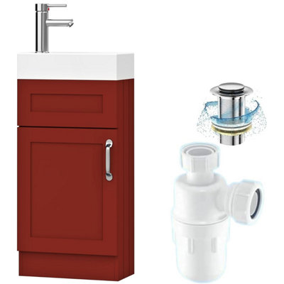 Belofay 400mm Bathroom Vanity Unit With White Ceramic Bathroom Sink With Trap And WasteNo Tap Included(Crawley Terracotta) from B&Q