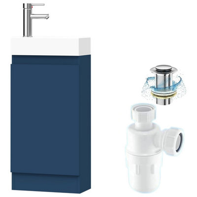 Belofay 400mm Bathroom Vanity Unit With BasinWhite Ceramic Bathroom Sink With Trap And WasteNo Tap Included(Denvor Blue) from B&Q