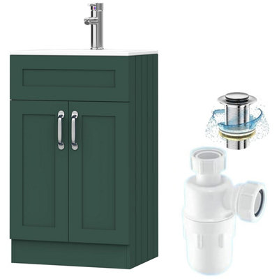 Belofay 500mm Bathroom Vanity Unit With BasinWhite Ceramic Bathroom Sink With Trap And WasteNo Tap Included(Crawley Green) from B&Q