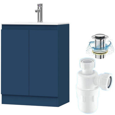 Belofay 500mm Bathroom Vanity Unit With BasinWhite Ceramic Bathroom Sink With Trap And WasteNo Tap Included(Denvor Blue) from B&Q