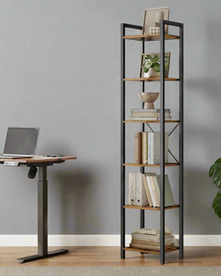 Rackhams Brown/Black Industrial 6-Tier Shelving Unit - Image 4