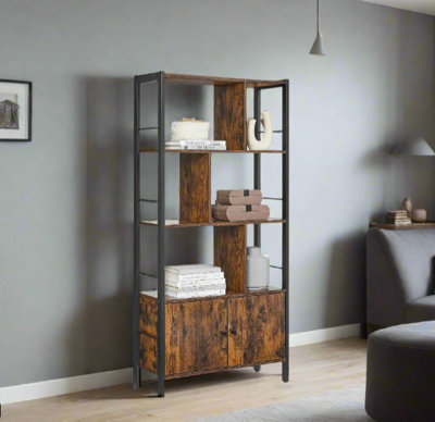 Modcraft Industrial 4-Tier Bookcase With Doors from B&Q