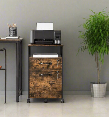 Modcraft Mobile Filing Cabinet With Lockable Drawers Wheels With Open Shelf For A4 & Letter Files from B&Q