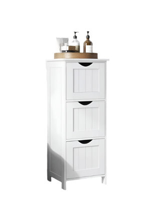 Rackhams White 3-Drawer Floor Cabinet – Compact Storage Unit For Bathroom And Bedroom - Image 4