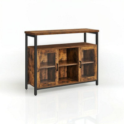 Modcraft Rustic Sideboard Buffet Table With Glass DoorsStorage Cabinet With Adjustable Shelves from B&Q