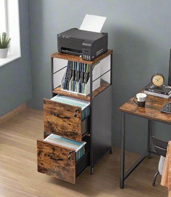 Modcraft Industrial Filing Cabinet With 2 Drawers And Open Shelf Home Office File Storage For A4 from B&Q