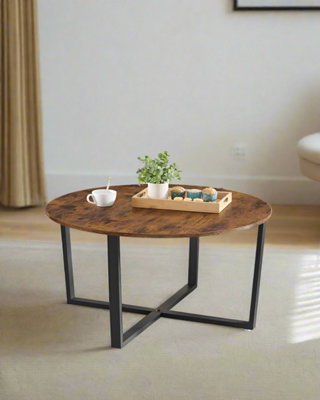 Modcraft Large Round Coffee Table 88Cm Diameter Brown from B&Q