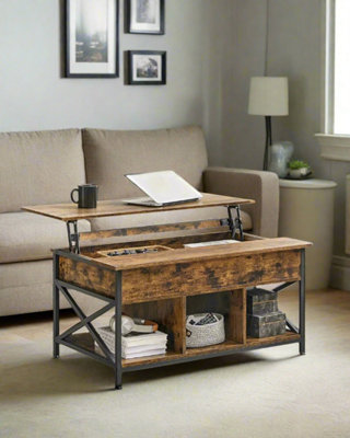 Modcraft Lift Top Coffee Table Extendable With CompartmentRustic Brown from B&Q
