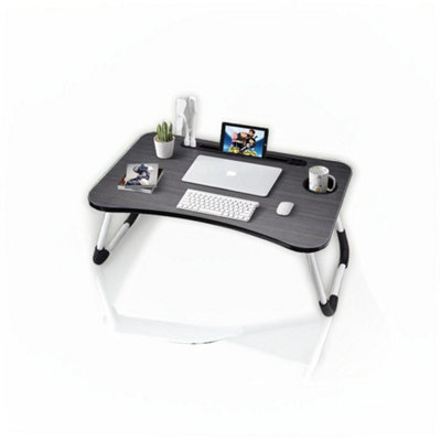 Modcraft Folding Laptop Bed Table With Cup HolderLap Desk Tray For SofaBreakfastPortableBlack from B&Q
