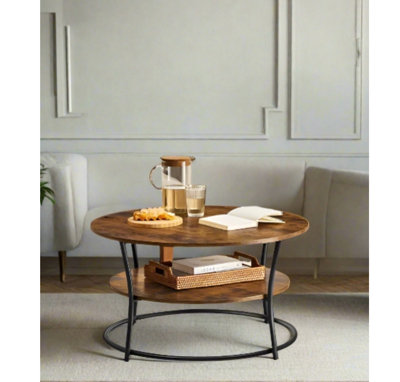 Modcraft Round Coffee Table With 2 TiersRustic Brown from B&Q