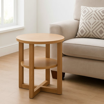Modcraft Small Side Table With Shelf Round Coffee Table For Living Room Bedroom Or Hallway from B&Q