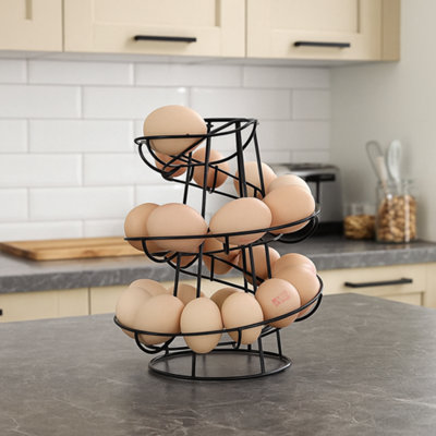 Modcraft Black Spiral Egg Rack Stand Helter Skelter Style Holds 18 Eggs Kitchen Counter Storage from B&Q