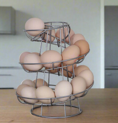 Modcraft Silver Spiral Egg Holder Rack Skelter Kitchen Stand Holds 12 To 18 Eggs Counter Display from B&Q