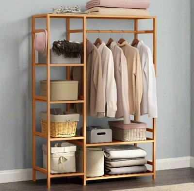 Modcraft Large Bamboo Garment Rack With Clothes Rail And Shelves from B&Q