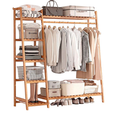 B&Q -  Heavy Duty Wooden Clothes RailNatural