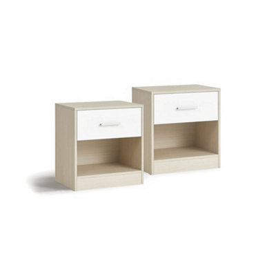 Modcraft Set Of 2 Bedside Tables With Drawers And Shelf Nightstands For Bedroom Or Living Room from B&Q