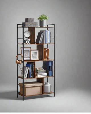 Modcraft Bookshelf 5 Tier Rustic Brown Industrial Storage Shelf For Living Room Bedroom Or Office from B&Q