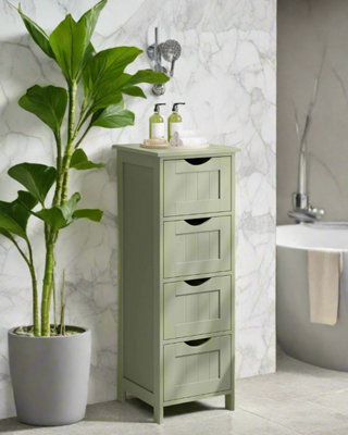Modcraft Green Bathroom Floor Storage Cabinet Freestanding Unit With 4 Drawers from B&Q