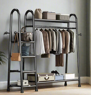 Modcraft Double Clothes Rail Garment Rack With Shelves And Hooks ,heavy Duty Frame from B&Q
