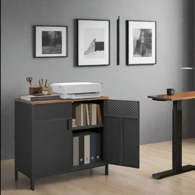 Modcraft Rustic Brown & Black Floor Standing Storage Cabinet With Door And Adjustable Shelf from B&Q