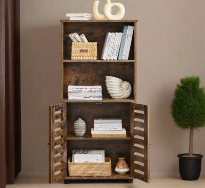 Modcraft Rustic Brown Floor Standing Cabinet With Louvered Doors & Adjustable Shelf from B&Q