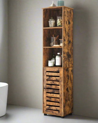 Modcraft Rustic Brown Floor Cabinet With Door & Open ShelvesAdjustable Storage167Cm Tall from B&Q