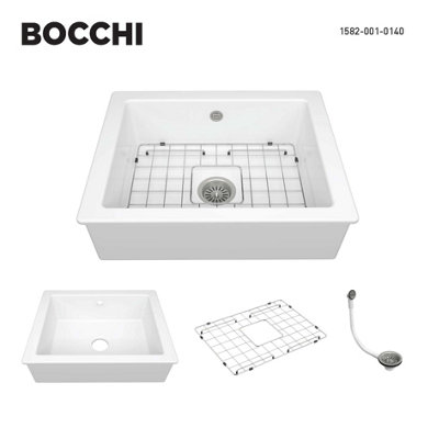B&Q -  Domo 620S 1.0 Bowl Fireclay Ceramic Retro-Fit Apron Front Kitchen Sink620X495mm