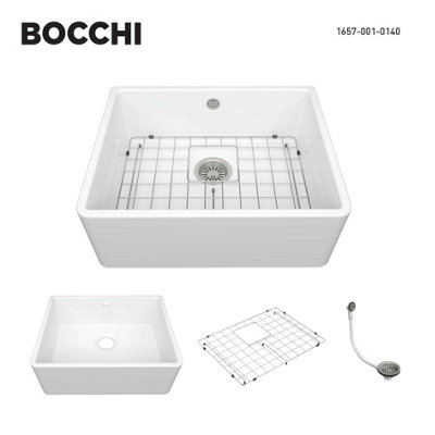 B&Q -  Dora 600S 1.0 Bowl Super Smooth Ceramic Kitchen Sink Incl. Waste And Protective Grid595X475mm