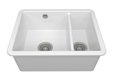 B&Q -  Avon 55D 1.5 Bowl Ceramic Undermount/inset Kitchen Sink555X430mm