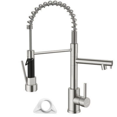 B&Q Dayone Spring 360 Degrees Swivel Pull Down Kitchen Tap,Sus304,With 2 Mode