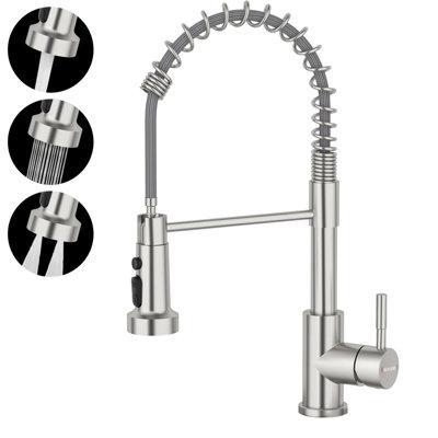 B&Q -  Kitchen Tap With Pull Down Sprayer,sus304 Stainless Steel