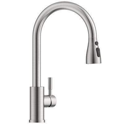 B&Q Appaso Kitchen Sink Mixer Tap With Pull Out Spray, Brushed Nickel Stainless Steel 50Cm