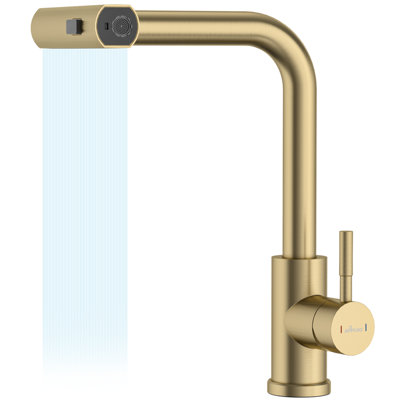 B&Q -  Gold Kitchen Mixer Tap With Pull Out Spray & Waterfall Function