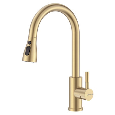 B&Q Appaso Kitchen Tap, Kitchen Sink Taps Mixer With 3 Spary Modes Single Handle Mixer Tap For Kitchen Stainless Steel Gold