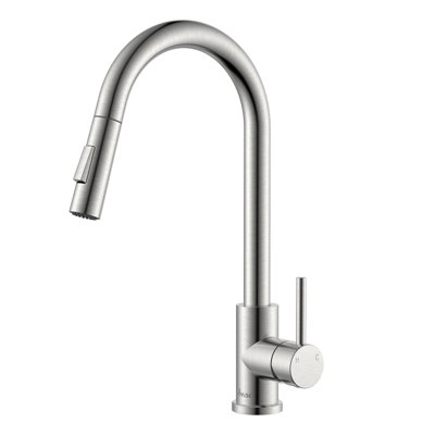 B&Q -  Brushed Stainless Steel Kitchen Mixer Tap With Pull-Out Spray