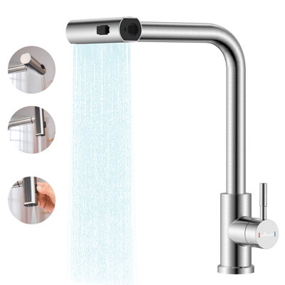 B&Q Appaso Stainless Steel Kitchen Faucet With Pull Out Sprayer 3 Modes