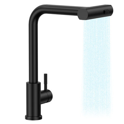 B&Q Appaso Pull Out Kitchen Mixer Tap With Waterfall Spray, 1 Hole, 360 Swivel & G1/2 Black