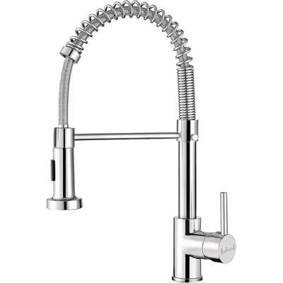 B&Q Appaso Kitchen Sink Mixer Tap With Pull Down Sprayer, Single Handle Mixer Tap With 2 Spray Modes Stainless Steel