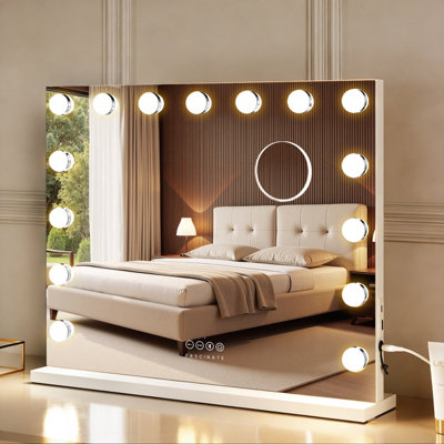 Fascinate Hollywood Vanity Mirror 15 Dimmable Led Bluetooth Speakers Large 58X48Cm from B&Q