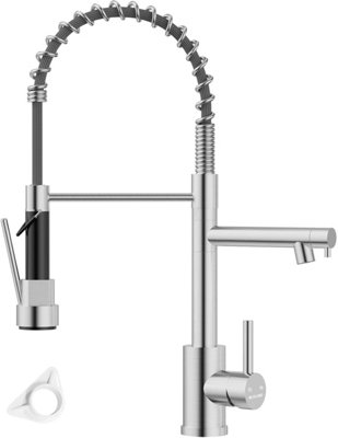 B&Q Blylund Kitchen Sink Mixer Tap With Two Spouts, Pull Out Sprayer