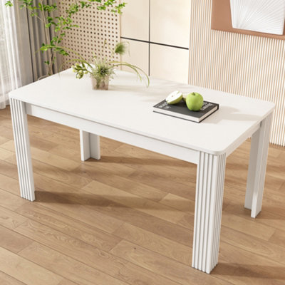 Matteo Modern White Rectangular 4-Seater Dining Table For Kitchen & Dining RoomEasy Assembly Mdf from B&Q