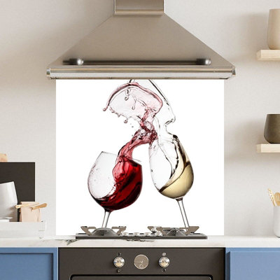 Choose Your Print Premium 70 X 65Cm White Wine Glasses 6mm Glass Toughened Kitchen SplashbackHeat Resistant Polished Edges from B&Q