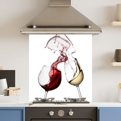 Choose Your Print Premium 70 X 75Cm White Wine Glasses 6mm Glass Toughened Kitchen SplashbackHeat Resistant Polished Edges from B&Q