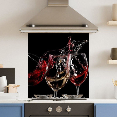 Choose Your Print Premium 70 X 75Cm 3 Wine Glasses 6mm Glass Toughened Kitchen SplashbackHeat Resistant Polished Edges from B&Q