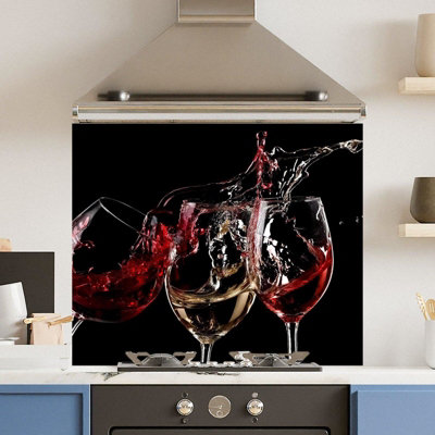 Choose Your Print Premium 90 X 65Cm 3 Wine Glasses 6mm Glass Toughened Kitchen SplashbackHeat Resistant Polished Edges from B&Q