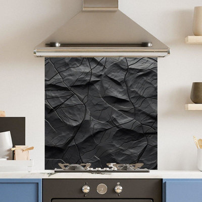 Choose Your Print Premium 60 X 60Cm Abstract Black 6mm Glass Toughened Kitchen SplashbackHeat Resistant Polished Edges from B&Q