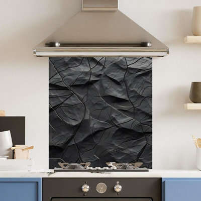 Choose Your Print Premium 60 X 65Cm Abstract Black 6mm Glass Toughened Kitchen SplashbackHeat Resistant Polished Edges from B&Q