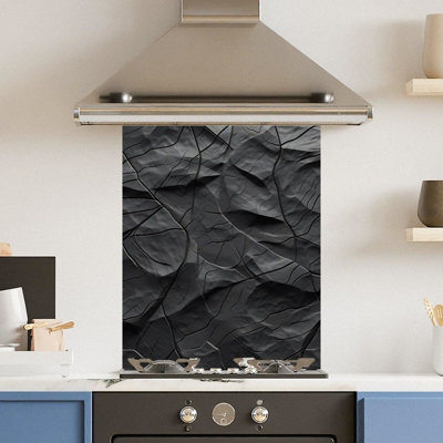 Choose Your Print Premium 60 X 75Cm Abstract Black 6mm Glass Toughened Kitchen SplashbackHeat Resistant Polished Edges from B&Q