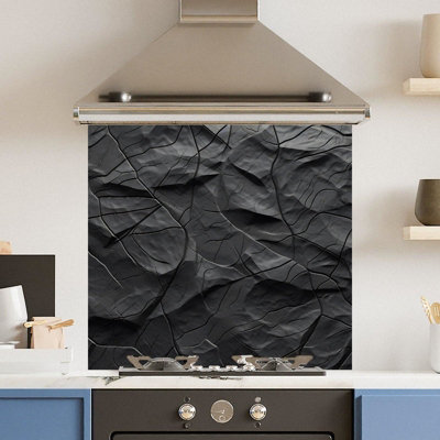 Choose Your Print Premium 70 X 65Cm Abstract Black 6mm Glass Toughened Kitchen SplashbackHeat Resistant Polished Edges from B&Q