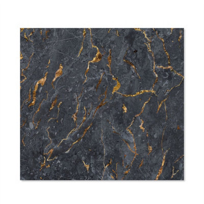 Choose Your Print Premium 70 X 65Cm Black Marbled Surface 6mm Glass Toughened Kitchen SplashbackHeat Resistant Polished Edges from B&Q